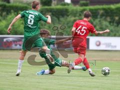 Toto - Pokal - Saison 2026/27 - SV Manching - SV Heimstetten - Kevin Csatari (Nr.15 - SV Manching) - Yannick Günzel rot Heimstetten  - Foto: Meyer Jürgen