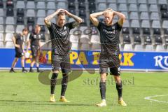 3.Liga - Saison 2022/2023 - SC Freiburg II - FC Ingolstadt 04 - Patrick Schmidt (Nr.9 - FCI) - Tobias Bech (Nr.11 - FCI) enttäuscht nach der vergebenen CHANCE -  - Foto: Meyer Jürgen