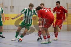 Lotto Bayern Hallencup - Saison 2024/25 - Türkisch SV Ingolstadt - SV Manching - Finale - Daniel Schweiger grün Manching - Daniel Drotleff rot Türkisch  - Johann Rybalko rot Türkisch - Foto: Meyer Jürgen