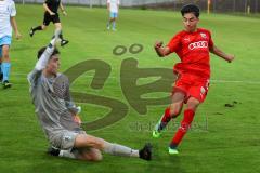 Bayernliga - U17 - Saison 2022/2023 - FC Ingolstadt 04 -  1860 München - Zeitler Deniz rot FCI - Torwart Dunker Mauricio 1860 München - Foto: Meyer Jürgen