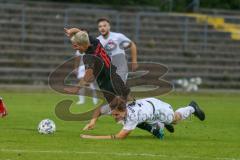 Bayernliga Süd - Saison 2021/2022 - FC Ingolstadt 04 II - SV Donaustauf - Riedl Fabio (#18 FCI) - Fabian Vogl weiss #3 Donaustauf - Foto: Meyer Jürgen