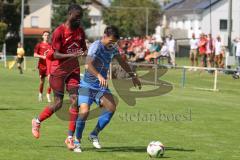 Kreisliga - Saison 2025/26- SV Hundszell - SV Zuchering - Glenn Heicappell rot Zuchering - Luca Kammerer blau Hundszell - Foto: Meyer Jürgen
