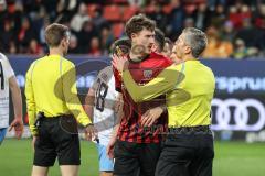 3. Liga; FC Ingolstadt 04 - TSV 1860 München; Rangelei um Calvin Brackelmann (17, FCI) Hiller Marco (1 TSV) Tobias Bech (11, FCI) Steinhart Phillipp (36 TSV) Verlaat Jesper (4 TSV) Deichmann Yannick (20 TSV)