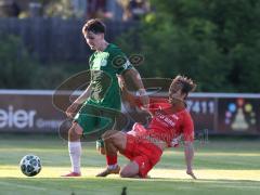 Landesliga - Saison 2026/27 - SV Manching - FC Memmingen II - Vincent Amann (Nr.5 - SV Manching) - Geiger Felix rot Memmingen - Foto: Meyer Jürgen