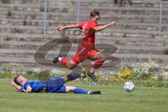 Bayernliga Nord - Saison 2023/2024 - FC Ingolstadt 04 - Würzburger FV 04 - Moritz Wiezorrek (Nr.15 - FCI U21) - Michel Dennie blau Würzburg - Foto: Meyer Jürgen