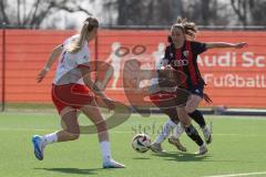 2. Bundesliga Frauen - Saison 2024/25 - FC Ingolstadt 04 Frauen - SC Freiburg II - Nadja Burkhard (Nr.7 - FCI Frauen) - Sadikou Nailatou weiss Freiburg - Maas Mia-Lena weiss #4 Freiburg - Foto: Meyer Jürgen