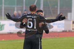 Kreisliga - Saison 2022/2023 - DJK Ingolstadt - Türk.SV Ingolstadt - Ibrahim Sahin schwarz Türk SV mit dem 0:1 Führungstreffer - jubel - Melih Soysal schwarz #52 Türk SV -  - Foto: Meyer Jürgen