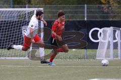 2023_10_28 - Bayernliga Nord - Saison 2023/24 - FC Ingolstadt 04 II - ASV Cham - Leandro Joaquin Kreit Casale rot FCI - Michael Lamecker weiss Cham - Foto: Meyer Jürgen