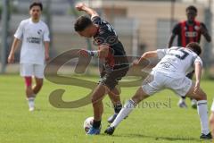 *** Bayernliga Nord - Saison 2025/26 - FC Ingolstadt 04 II - ATSV Erlangen - Ognjen Draculic (Nr.9 - FC Ingolstadt II) - Thomas Müller weiss Erlangen - Foto: Meyer Jürgen