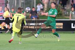 Bezirksliga - Saison 2023/2024 - SV Manching  - SV Lerchenau - Stefan Müller (Nr.7 - SV Manching) - Matthias Angermeir Torwart Lerchenau - Foto: Meyer Jürgen