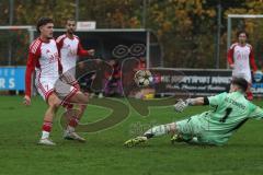 Kreisklasse - Saison 2025/26- Türk SV Ingolstadt - SC Steinberg-  - Enis Kuqanaj weiss Türkisch schiesst den 1:0 Führungstreffer -jubel -  - Johannes Birkner Torwart Steinberg - Foto: Meyer Jürgen