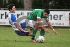 Toto-Pokal - Saison 2023/2024 - FC Gerolfing - TSV Rohrbach - Anastasios Porfyriadis grün Gerolfing - Andreas Maier  blau Rohrbach - Foto: Meyer Jürgen