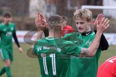 Testspiel - SV Manching - TSV Pöttmes - Rainer Meisinger (#19 Manching) trifft zum 3:2 Führungstreffer - jubel - Thomas Schreiner (#11 Manching) - Foto: Jürgen Meyer