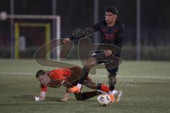 *** Bayernliga Nord - Saison 2025/26 - FC Ingolstadt 04 II - ASV Neumarkt - Ognjen Draculic (Nr.9 - FC Ingolstadt II) - Selim Mjaki rot Neumarkt - Foto: Meyer Jürgen