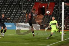 3. Liga - Saison 2025/26 - VFB Stuttgart II - FC Ingolstadt 04  - Marcel Costly (Nr.22 - FC Ingolstadt 04) - Torwart Florian Hellstern (Nr.1 - VFB Stuttgart II) - Foto: Meyer Jürgen