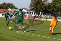 Bezirksliga Oberbayern Nord - SV Manching - SV Nord Lerchenau - Said Magomedov (#17 Manching) - Rainer Meisinger (#19 Manching) trifft zum 1:1 Ausgleichstreffer - jubel - Angermeier Mathias Torwart Lerchenau - Foto: Jürgen Meyer