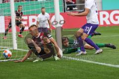 DFB Pokal; FC Ingolstadt 04 - Erzgebirge Aue; Tor, Jubel, 1:0 Filip Bilbija (35, FCI) Torwart Männel Martin (1 Aue)