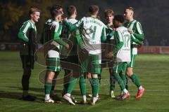 Landesliga - Saison 2025/26 - SV Manching - TSV Hollenbach - Der 1:0 Treffer durch Sebastian Graßl (Nr.10 - SV Manching) - jubel - Fabian  Neumayer (Nr.9 - SV Manching) - XXXXX - Foto: Meyer Jürgen