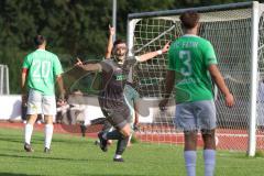 Bezirksliga - Saison 2025/26 - FC Fatih Ingolstadt - FC Gerolfing - Donat Bashota (Nr.24 - FC Gerolfing) mit dem 0:3 Führungstreffer - jubel  - Faruk Rencber (Nr.20 - FC Fatih Ingolstadt) - Foto: Meyer Jürgen