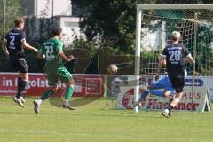 Landesliga - Saison 2024/25 - SV Manching - TSV Schwabmünchen - Torchance für Daniel Spies (Nr.22 - SV Manching) - Zeche Fabio Torwart Schwabmünchen - Foto: Meyer Jürgen