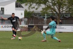 Bezirksliga - Saison 2024/25- TSV Gaimersheim - FC Fatih Ingolstadt - Nico von Swiontek Brzezinski (Nr.17 - TSV Gaimersheim) - Ömer Ilgen Torwart Fatih - Foto: Meyer Jürgen