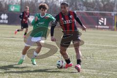 U19 - Nachwuchsliga -  - Saison 2024/25 - FC Ingolstadt 04 - 1. FC Schweinfurth - Neo Elijah Che rot FCI - Luke Barget grün Schweinfurth - Foto: Meyer Jürgen