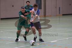 Hallenturnier Ingolstadt Nord - Saison 2024/25 - FC Geisenfeld - TSV Etting - Stean Hoffmann grün Geisenfeld - Felix Festner weiss Etting - Foto: Meyer Jürgen