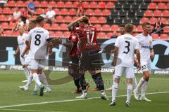 3. Fußball-Liga - Saison 2022/2023 - FC Ingolstadt 04 - SpVgg Bayreuth - Moussa Doumbouya (Nr.27 - FCI) - Calvin Brackelmann (Nr.17 - FCI) - Foto: Meyer Jürgen