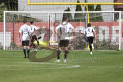 Bayernliga Nord - Saison 2023/2024 - FC Ingolstadt 04 - FC Coburg - Der 1:1 Ausgleichstreffer per Elfmeter von Aykut Civelek weiss Coburg - jubel - Leopold Leimeister Torwart FCI - Foto: Meyer Jürgen