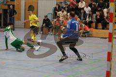 Lotto Bayern Hallencup - Lindenkreuzhalle Saison 2024/25 - FC Hitzhofen - SV Manching - Yousef Al Noman grün Manching - Thomas Geisler TW Manching - Tobias Dietze gelb Hitzhofen - Foto: Meyer Jürgen