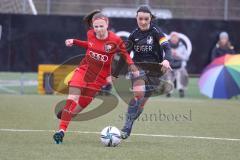 Bayernliga - Frauen - Saison 2022/2023 - FC Ingolstadt 04 II - TSV Schwaben Augsburg - Serena Horak rot FCI - Lisa Seidler schwarz Augsburg - Foto: Meyer Jürgen