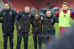 3. Liga; FC Ingolstadt 04 - TSG Hoffenheim II; Spiel ist aus, Sieg Jubel Freude Cheftrainerin Sabrina Wittmann (FCI) Mannschaft im Kreis Co-Trainer Patrick Schönfeld (FCI) Mattis Hoppe (2, FCI) #Torwart-Trainer Arvid Schenk  (FCI) Jasper Maljojoki (23, FC