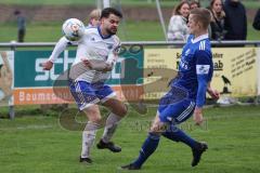 Kreisliga - Saison 2022/2023 - Sv Hundszell - TSV Ober/Unterhaunstadt - Mario Siegle weiss Hundszell - Simon Bellinghausen blau Oberh.stadt - Foto: Meyer Jürgen