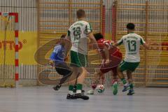 Lotto Bayern Hallencup - Saison 2024/25 - Türkisch SV Ingolstadt - SV Manching - Finale - Thomas Geisler TW Manching - Rayen Kouki grün Manching - Daniel Drotleff rot Türkisch - Foto: Meyer Jürgen