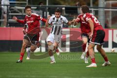 Saison 2026/27 - Freundschaftsspiel - 1. FC Nürnberg - FC Ingolstadt 04 - Emre Gül (Nr.5 - FCI) - Javier Fernandez (Nr.8 - FCN) - Foto: Meyer Jürgen