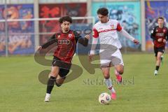 A-Junioren Bundesliga -  Saison 2026/27 - FC Ingolstadt 04 - VFB Stuttgart - Contento Arcangelo rot FCI - Zarella Gabriel weiss Stuttgart -  Foto: Meyer Jürgen