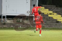 Bayernliga Süd - Saison 2022/2023 - FC Ingolstadt 04 -  VFB Hallbergmoos - Der 1:1 Ausgleichstreffer durch Udogu David (Nr.2 - Fc Ingolstadt 04 II) - Jubel - Juan Ignacio Cabrera rot FCI -  - Foto: Meyer Jürgen