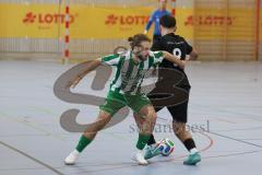 Lotto Bayern Hallencup - Lindenkreuzhalle Saison 2024/25 - DJK München -  SV Manching - Daniel Schweiger grün Manching - Samet Bastürk schwarz München - Foto: Meyer Jürgen