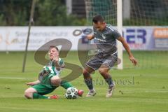 Landesliga - Saison 2025/26 - SV Manching - TSV Jetzendorf - Luca Oehler (Nr.3 - SV Manching) - Stefan Stöckl grau Jetzendorf - Foto: Meyer Jürgen