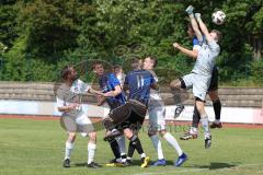 Kreisliga - Saison 2022/2023 - DJK Ingolstadt - SV Sandersdorf - Philipp Roeckl Torwart DJK Ing - Michael Detling blau Sandersdorf. -Foto: Meyer Jürgen