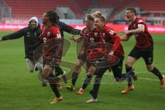 3. Fußball-Liga - Saison 2020/2021 - FC Ingolstadt 04 - FC Viktoria Köln - Der 2:1 Siegtreffer durch Ganiggia Ginola Elva (#14,FCI)  - jubel  -Foto: Meyer Jürgen