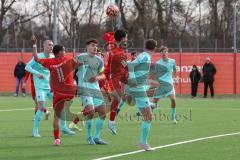 A-Junioren Bundesliga  - Saison 2023/24 - A-Junioren - FC Ingolstadt 04 - TSV 1860 München - Berk Baran rot FC Ing -  - Dulic Sean mitte München - Foto: Meyer Jürgen