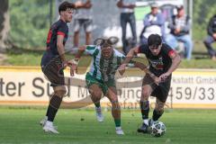 Landesliga - Saison 2025/26 - SV Manching - FC Sonthofen - Fabian  Neumayer (Nr.9 - SV Manching) - Jozic Marko schwarz Sonthofen - Foto: Meyer Jürgen