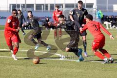 A - Junioren Bundesliga Süd/Südwest -  Saison 2021/2022 - FC Ingolstadt 04 - FC Bayern München - Nduka Donald (#4 FCI) links - Dibrani Benjamin #28 schwarz München - Udogu David (#3 FCI) - Foto: Meyer Jürgen