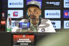 3. Liga; FC Ingolstadt 04 - Erzgebirge Aue; Interview Pressekonferenz Cheftrainer Khvicha Shubitidze (Aue)