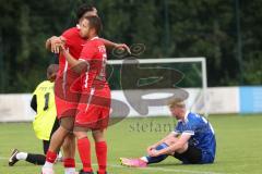 Kreisfreundschaftsspiel - Saison 2024/25 - Kreisfreundschaftsspiel - TSV Ober/Unterh.stadt - FC Fatih -  Der 0:2 Führungstreffer durch - Akif Abasikeles (Nr.20 - FC Fatih) - Nick Wagner (Nr.22 - TSV Ober/Unterh.stadt) - Torwart Ali Cakmakci (Nr.1 - TSV Ob