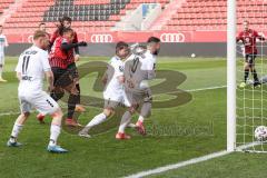 3. Liga - FC Ingolstadt 04 - Waldhof Mannheim - Im Gewirr trifft Caniggia Ginola Elva (14, FCI) zum 1:0 Tor Jubel, Ferati Arianit (10 Mannheim) Martinovic Dominik (11 Mannheim)