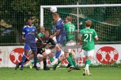 Kreisliga - Saison 2023/2024 - FC Gerolfing - TSV Ober/Unterhaunstadt - Florian Diegel #3 blau Oberhaunstadt - Matthias Hamm #17 grün Gerolfing - Foto: Meyer Jürgen
