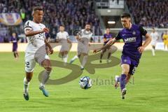 3. Liga; Erzgebirge Aue - FC Ingolstadt 04; Marcel Costly (22, FCI) Zweikampf Kampf um den Ball Rosenlöcher Linus (29 Aue)