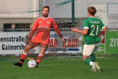 Kreisliga - Saison 2023/2024 - FC Gerolfing - TSV Ober/Unterhaunstadt - David Lubojanski Torwart Oberhaunstadt - Timo Kraus grün Gerolfing - Foto: Meyer Jürgen